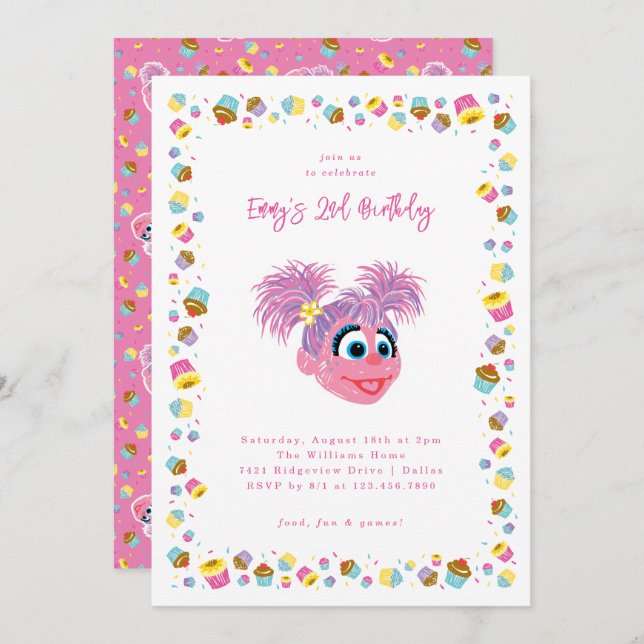 Abby Cadabby Cupcakes & Confetti Birthday  Invitation (Front/Back)