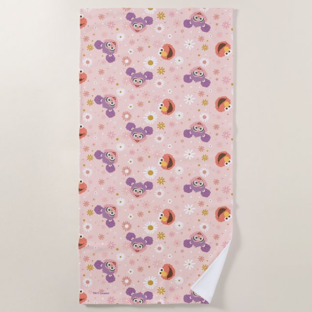 Abby Cadabby & Elmo | Woodland Pattern Beach Towel (Front)