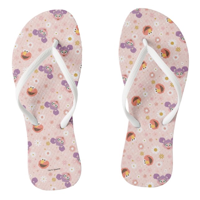 Abby Cadabby & Elmo | Woodland Pattern Flip Flops (Footbed)