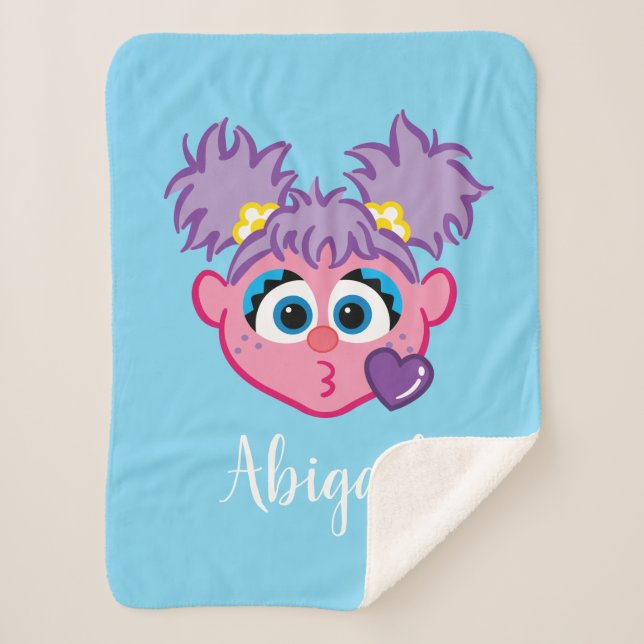 Abby Face Throwing a Kiss | Add Name Sherpa Blanket (Front)