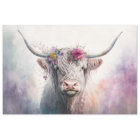 "Abby" Highland Cow with Pastel Crown 30x20 