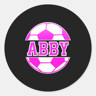 Abby Name Girls Soccer Play Football Sports Fan Ba Classic Round Sticker