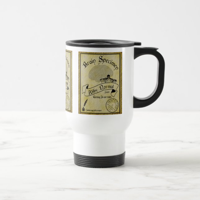 Abby Normal Brain Old Label Travel Mug (Right)