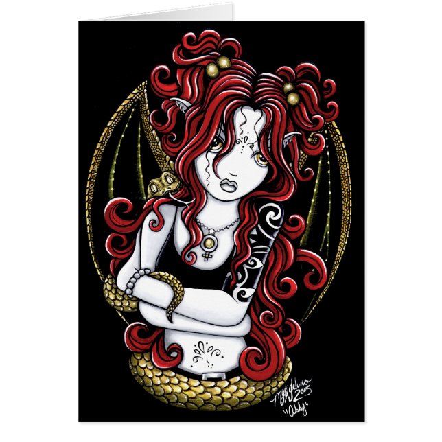 "Abby" Red Haired Snake Fairy Art Card (Front)
