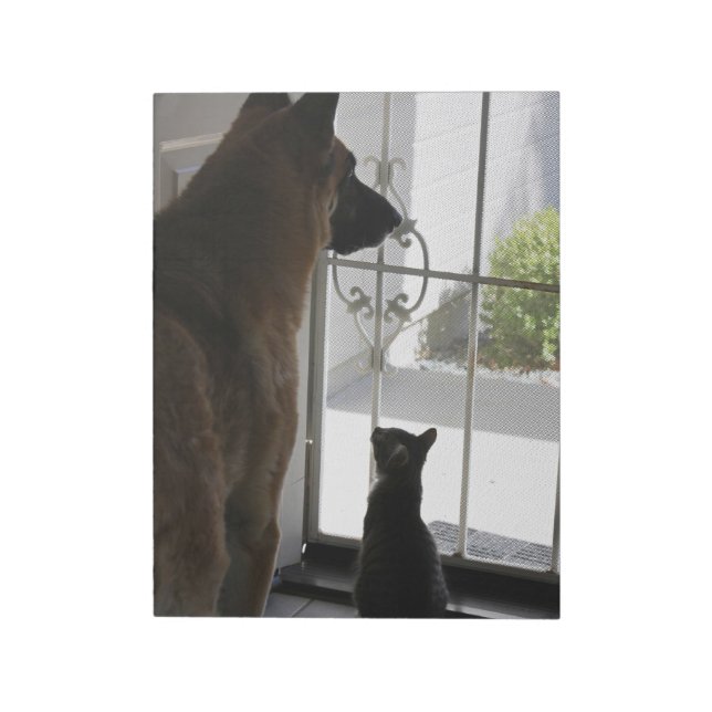 Abby with Zorro At Front Door Notepad (Rotated)