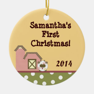 Abbys Farm Pink Barn Co Personalized Name Ornament
