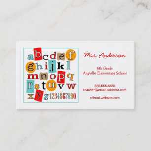 ABC 123 Alphabet Teacher Contact Business Card