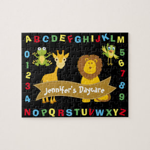 ABC 123 & Animals Personalized Daycare Jigsaw Puzzle