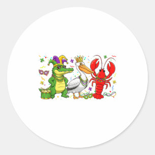 Abc Alligator Pelican Crawfish Louisiana Funny Mar Classic Round Sticker