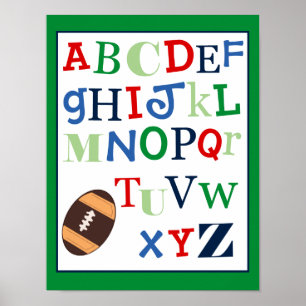 ABC Alphabet Art Print Football Sports Theme