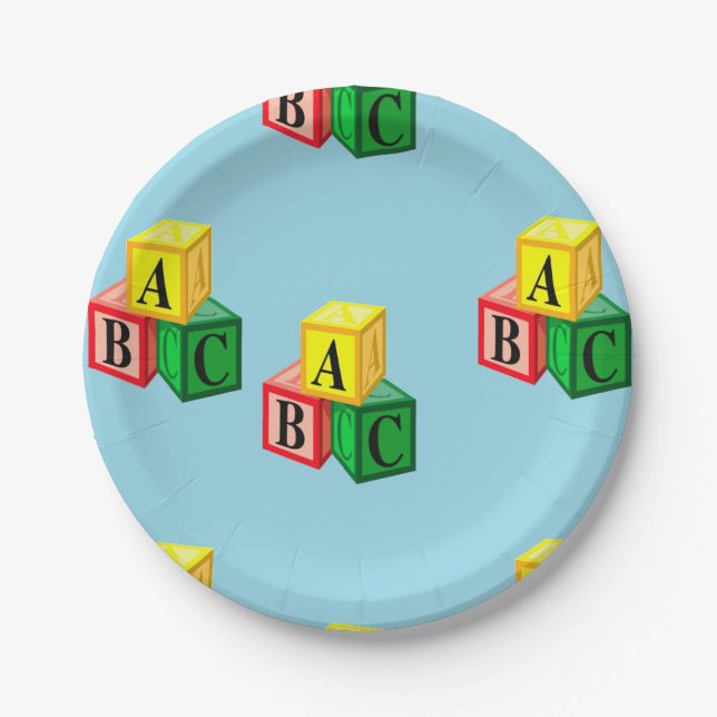 abc alphabet blocks paper plate (Front)