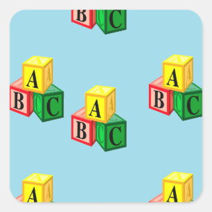 abc alphabet blocks square sticker