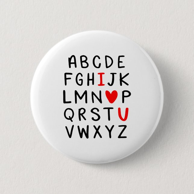 Abc Alphabet I Love You Englieacher Valentines  2 Inch Round Button (Front)