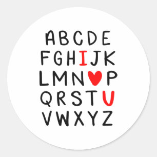 Abc Alphabet I Love You Englieacher Valentines Classic Round Sticker
