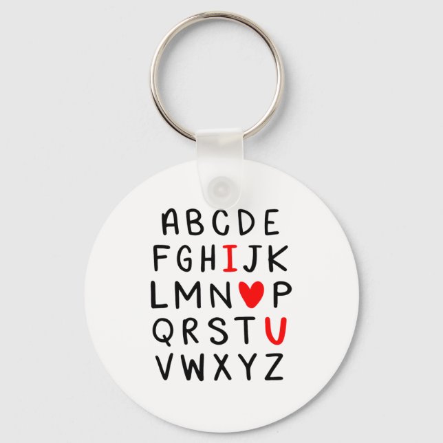Abc Alphabet I Love You Englieacher Valentines  Keychain (Front)