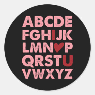 Abc Alphabet I Love You English Teacher Valentines Classic Round Sticker