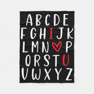 Abc Alphabet I Love You English Teacher Valentines Fleece Blanket