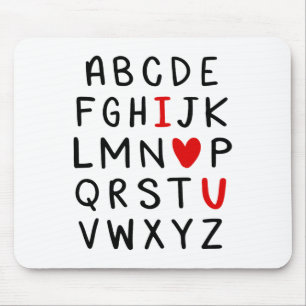Abc Alphabet I Love You English Teacher Valentines Mouse Pad