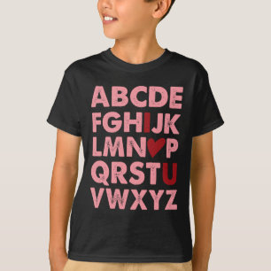 Abc Alphabet I Love You English Teacher Valentines T-Shirt
