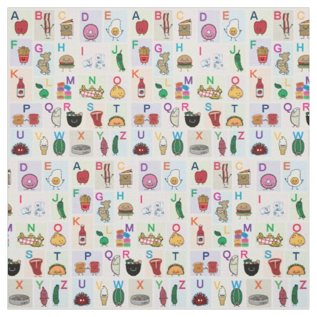ABC Alphabet learning letters happy foods learn Fabric (Swatch)
