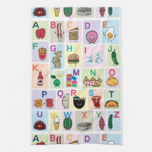ABC Alphabet learning letters happy foods learn Kitchen Towel