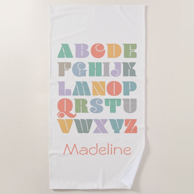 ABC Alphabet Name Personalized Beach Towel (Front)