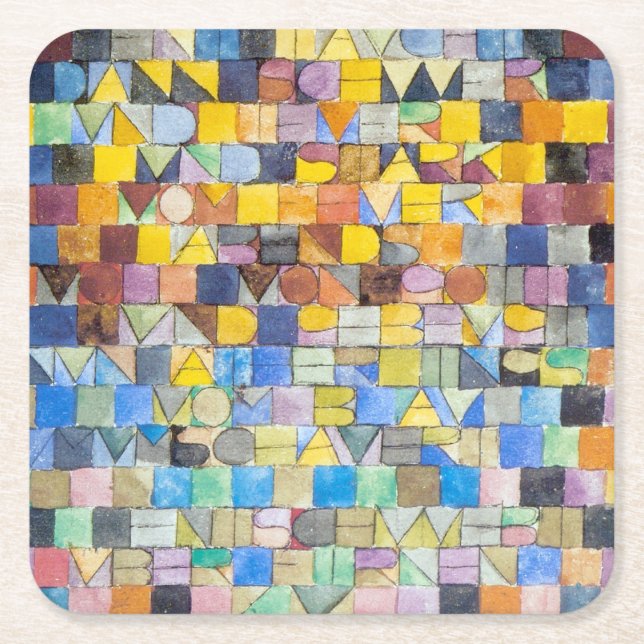 ABC (Alphabet), Paul Klee Square Paper Coaster (Front)