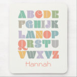 ABC Alphabet Personalized Name Mouse Pad<br><div class="desc">A colourful,  retro Alphabet design that can be personalized for your child. Inspired by retro typefaces and boho style,  this design can be customized with a child's name,  monogram,  or other text. Gender-neutral colours; purple,  green,  orange,  yellow,  teal,  turquoise,  grey,  brown,  cream.</div>