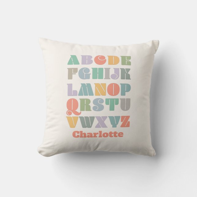 ABC Alphabet Personalized Throw Pillow (Front)