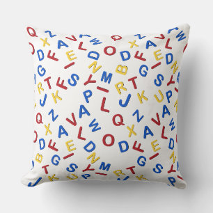 ABC Alphabet Red Yellow Blue Throw Pillow