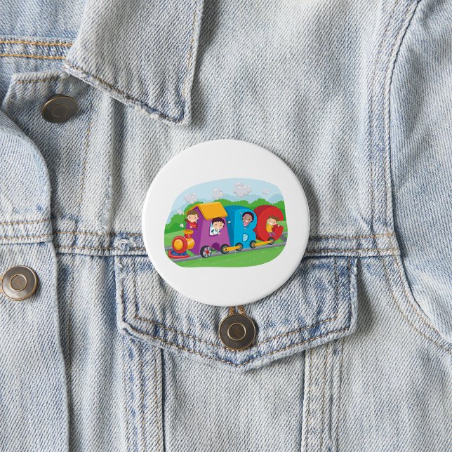 ABC Alphabet Train with Kids Fun Educational 3 Inch Round Button (Creator Uploaded)