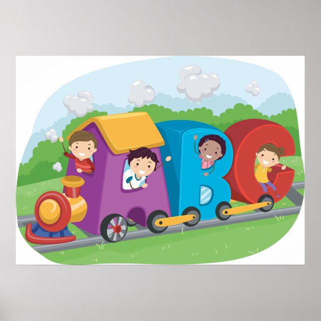 ABC Alphabet Train with Kids Fun Educational Poster (Front)