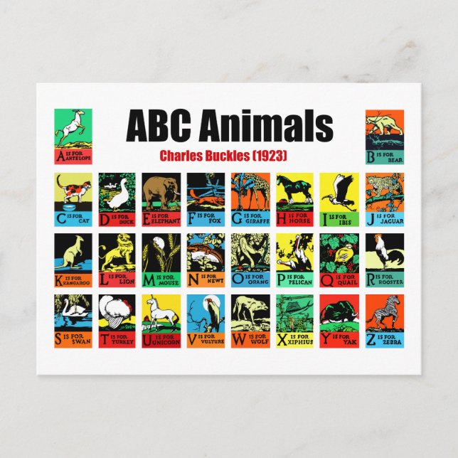 ABC Animals , Charles Buckles (1923) Postcard (Front)