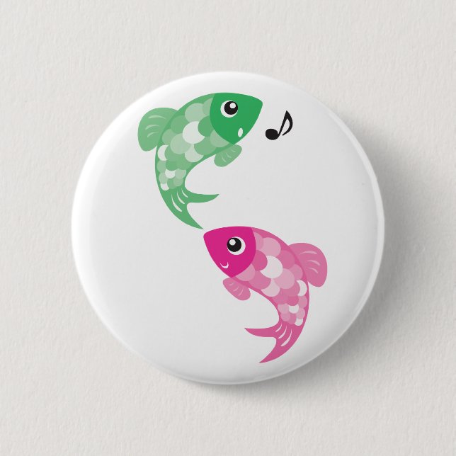 ABC Animals - Figaro & Finzy Fish 2 Inch Round Button (Front)