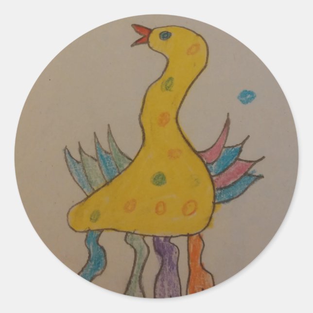 #ABC Art by Children, Easter Duck Classic Round Sticker (Front)
