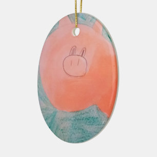 #ABC Art by Children, Pink Orange Pig Ceramic Ornament