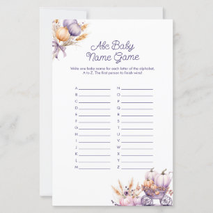 ABC Baby Name Purple Pumpkin Baby Shower Game