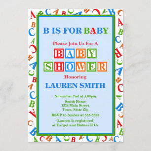 ABC Baby shower Invitation Baby shower neutre