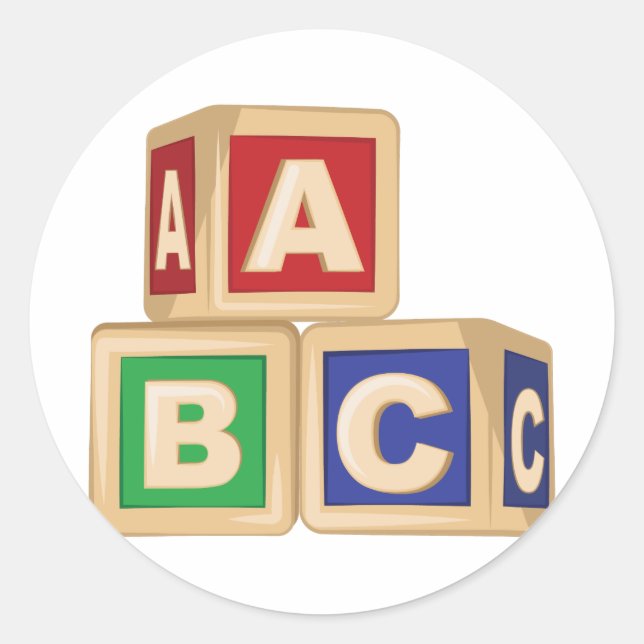 ABC Blocks Classic Round Sticker (Front)