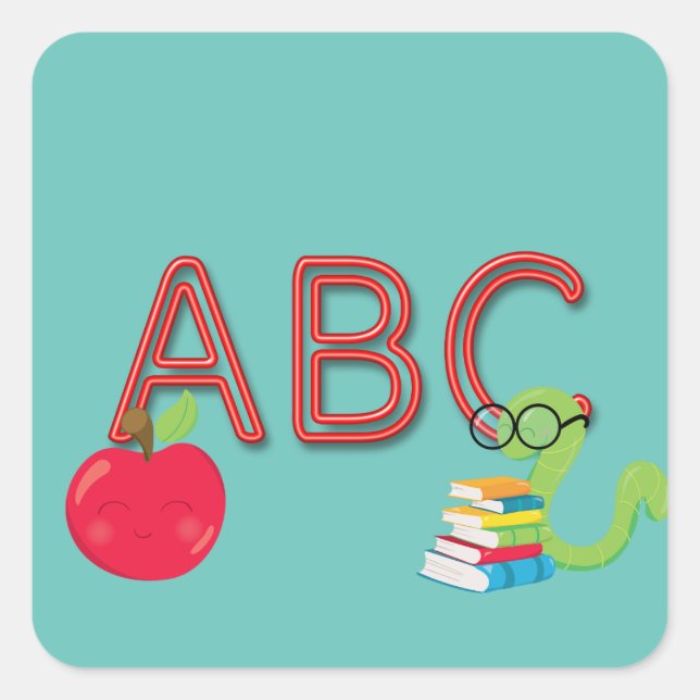 ABC Bookworm Square Sticker (Front)