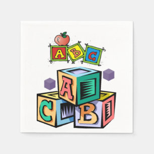 abc children's baby shower napkins first birthday