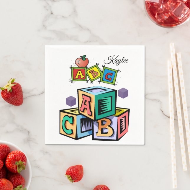 ABC Children's Baby Shower Paper Napkins (Insitu)