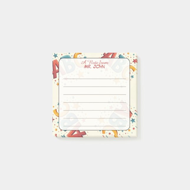 ABC Colourful "A Note From" Personalized Teacher (Front)