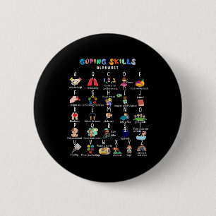 Abc Coping Skills Alphabet Self Care Mental Health 2 Inch Round Button