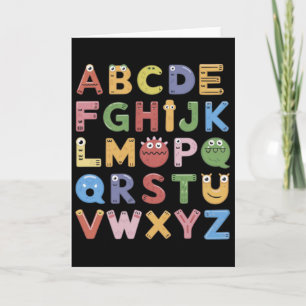 Abc Cute Monster Alphabet Halloween Teacher Costum Card