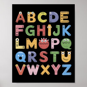 Abc Cute Monster Alphabet Halloween Teacher Costum Poster