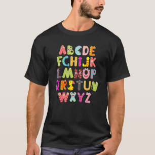 ABC Cute Monster Alphabet Halloween Teacher Costum T-Shirt
