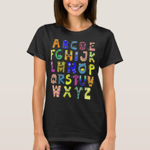 ABC Cute Monster Alphabet Halloween Teacher Costum T-Shirt