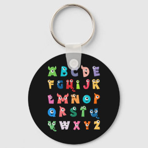 Abc Cute Monster Alphabet Halloween Teacher Keychain