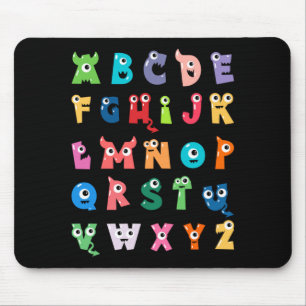 Abc Cute Monster Alphabet Halloween Teacher Mouse Pad